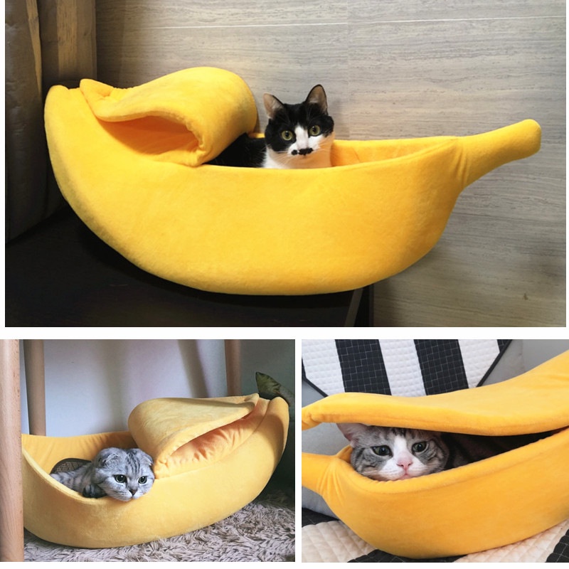 Chất liệu mềm mại êm ái siêu thoải mái giường pet hình chuối thú cưng / chó mèo phổ thông / phù hợp mọi kích cỡ / ổ thú cưng mùa hè