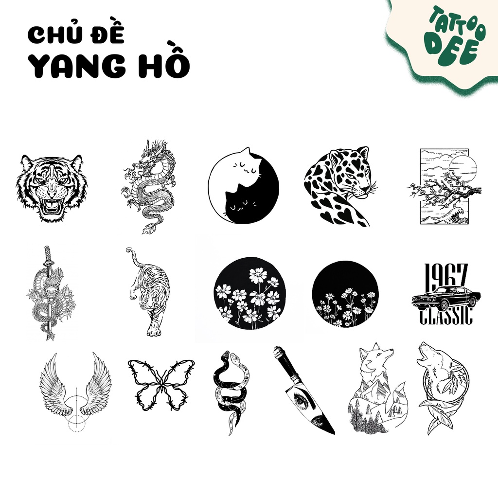 【Chủ đề Yang Hồ】Hình xăm dán tạm thời Tattoodee 7 ngày, xăm trong 1 phút, chống nước 100%
