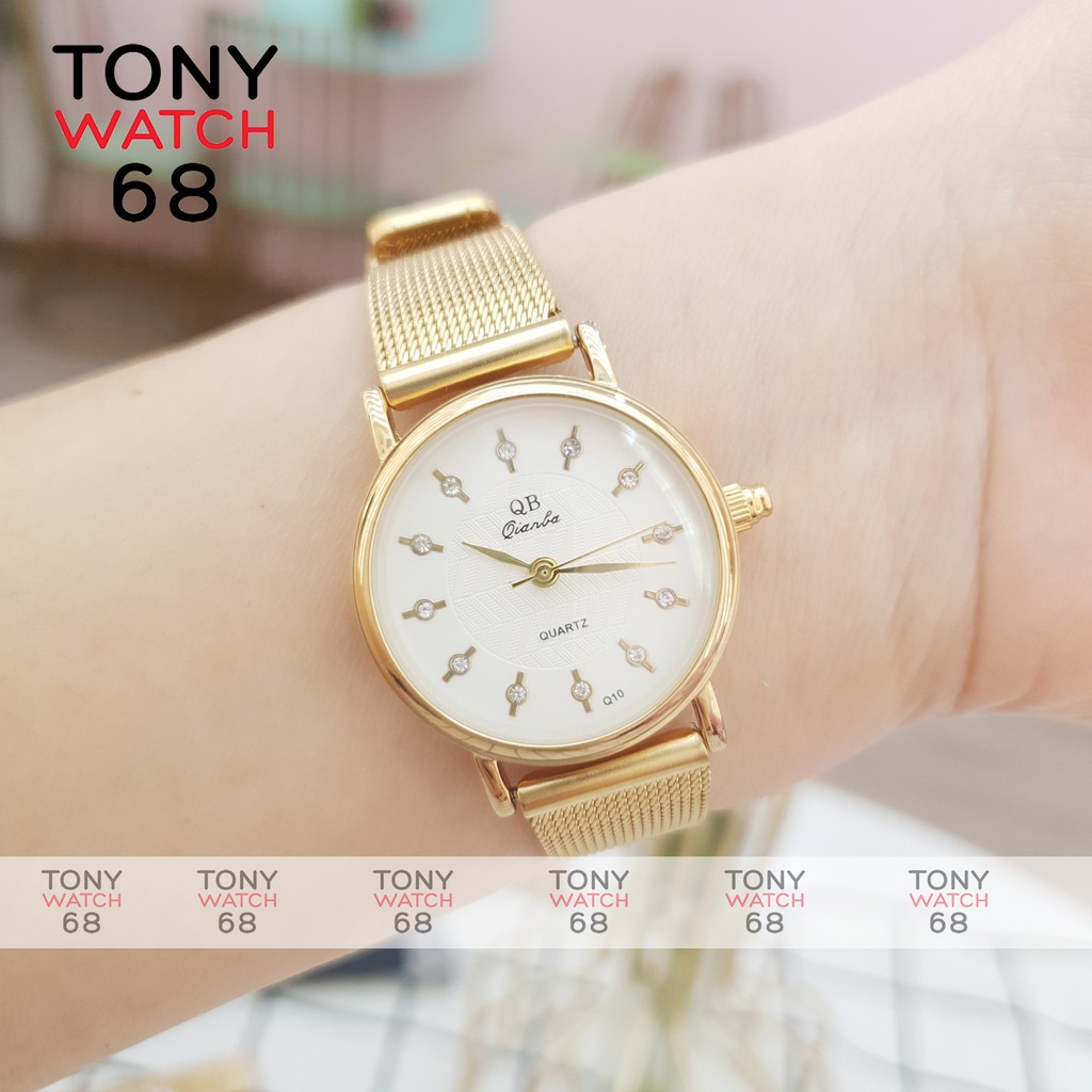 Đồng hồ nữ QB dây da mặt kính cong bản mini sang chảnh chính hãng Tony Watch 68