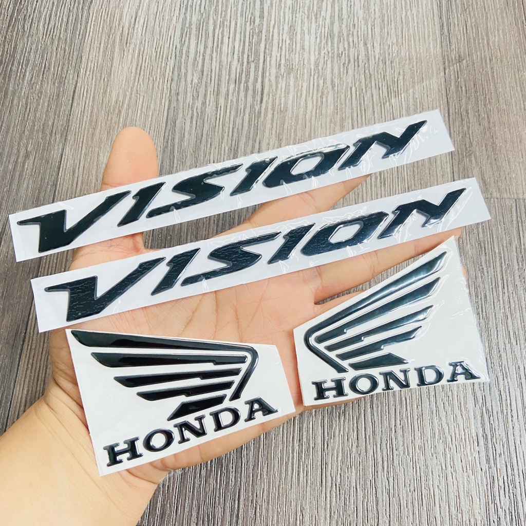 COMBO TEM CHỮ VÀ CÁNH CHIM NHỰA DẺO CHO HONDA VISION ĐỦ MÀU