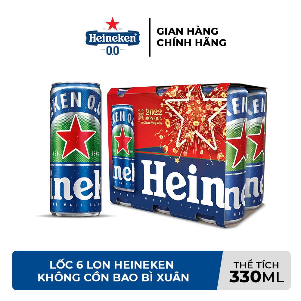 GIAO NHANH HCM - Lốc 6 lon bia không cồn Heineken 0.0 330ml/lon