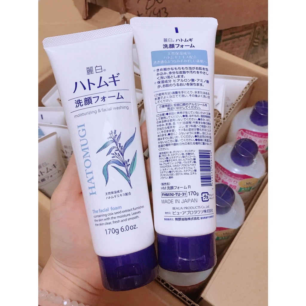 [Hỏa Tốc HN] Sữa rửa mặt trắng da Hatomugi hạt ý dĩ 170g Nội địa Nhật Bản