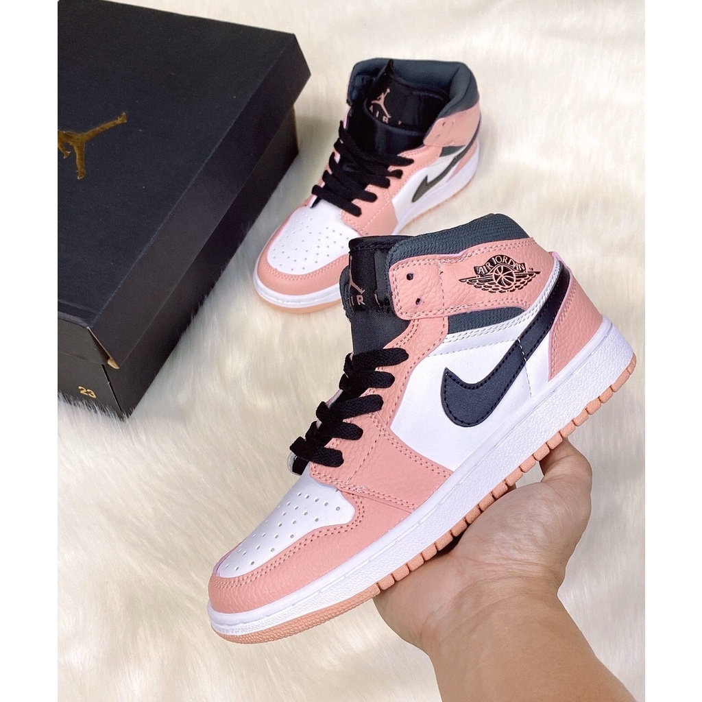 Giầy thể thao JD1 Black Pink 1 hồng cao cổ cho nữ, Giày sneaker nữ JD hồng đen Full Box Bill