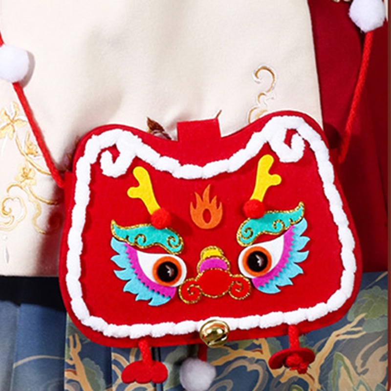 Túi Đeo Chéo Hình Rồng Hoạt Hình Thủ Công Phong Cách Trung Hoa