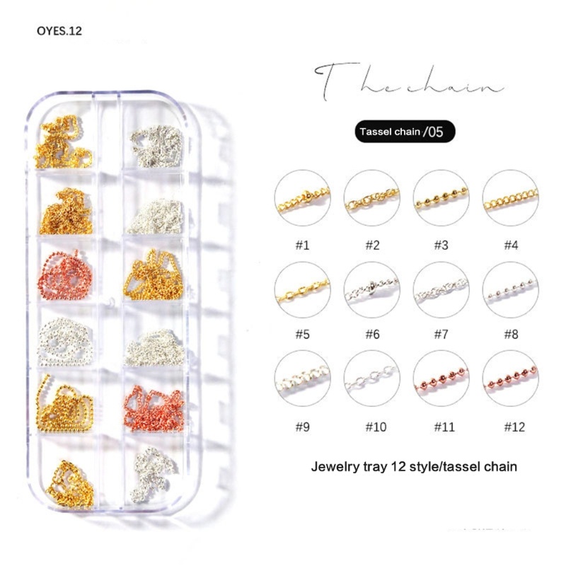 Hộp Phụ Kiện Kim Loại 12 Ngăn Trang Trí Móng Tay 3D