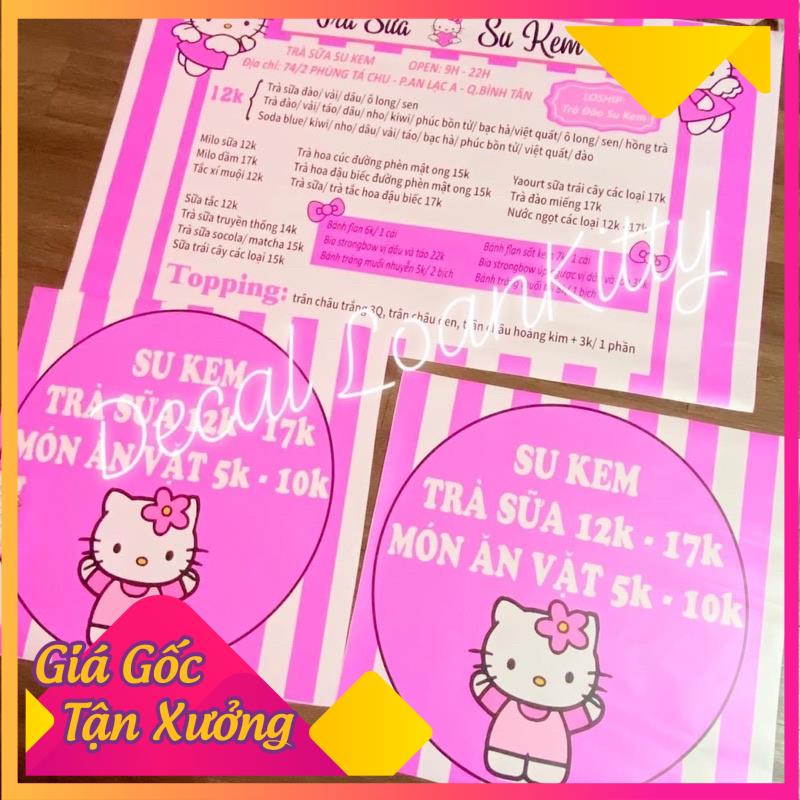 🌸LoanKitty 🌸 cả bộ decal menu dán xe trà sữa 1m2