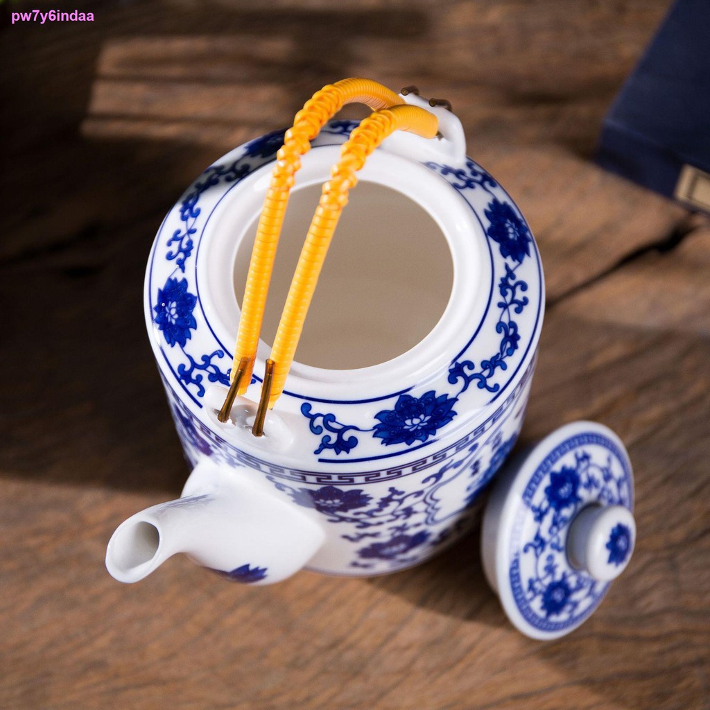 Jingdezhen Ấm trà gốm sứ, trắng xanh, bình nước mát, lạnh dung tích lớn, bộ Kung Fu Trung Quốc, gia dụng