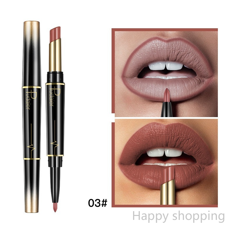 (Hàng Mới Về) Son Môi Kiêm Bút Kẻ Viền Môi Hai Đầu Không Dính Cốc Tiện Dụng | BigBuy360 - bigbuy360.vn