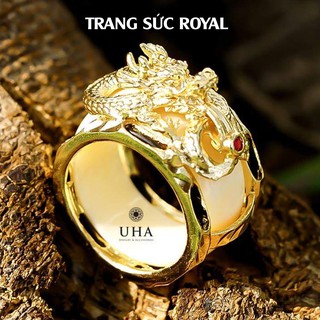[FLASHSALE] Nhẫn nam cao cấp đầu rồng mạ vàng 18K