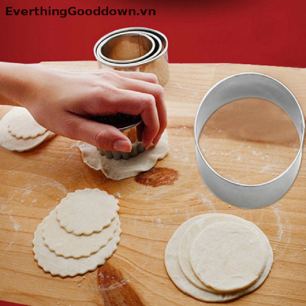 Bộ 5 Khuôn Cắt Bánh Quy Hình Tròn Bằng Thép Không Gỉ