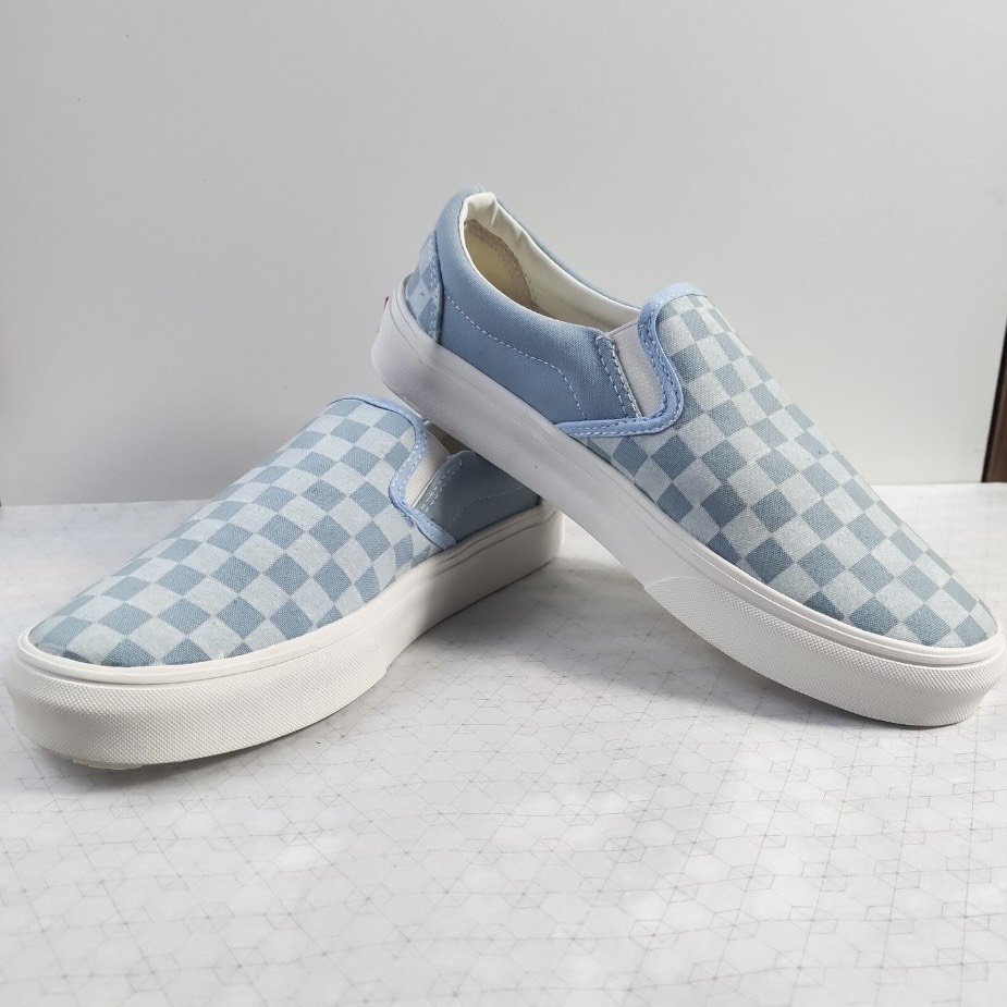 Giày Thể Thao Van Slip On Caro Xanh Ngọc