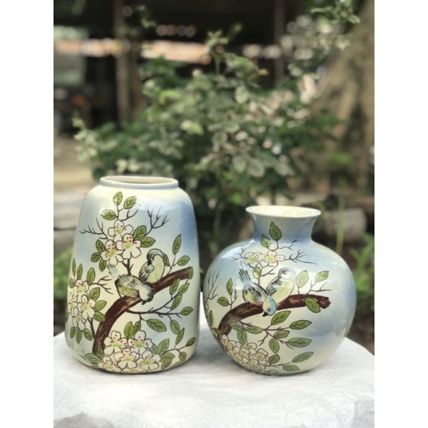 Lọ hoa vẽ tay Thủ công cao 20- 25cm gốm Bát Tràng