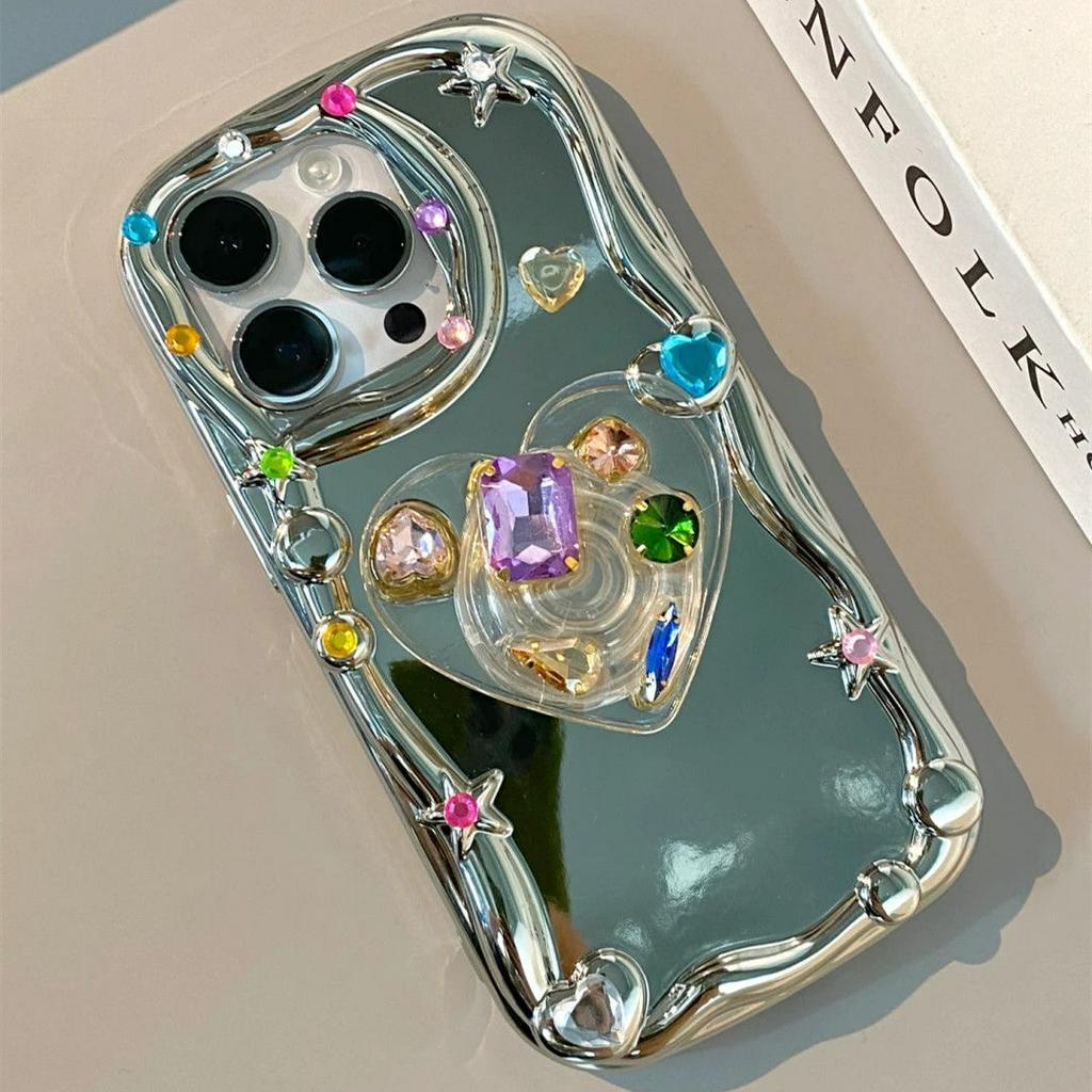 Ốp Điện Thoại Mềm Tráng Gương Hình Trái Tim Cho iphone 15 15 promax 13 promax 12 pro max 11 pro max xs max 14promax x / xs