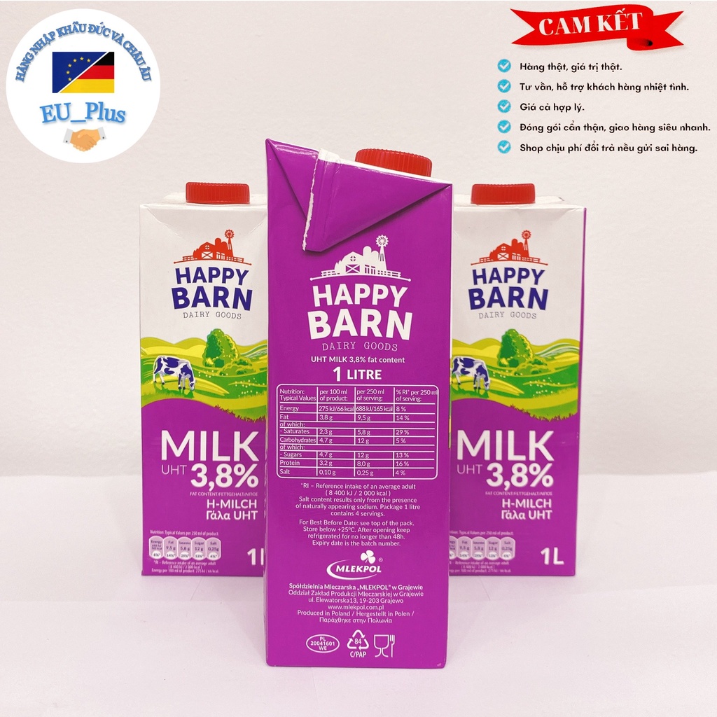 Sữa tươi Happy Barn 3,8%
