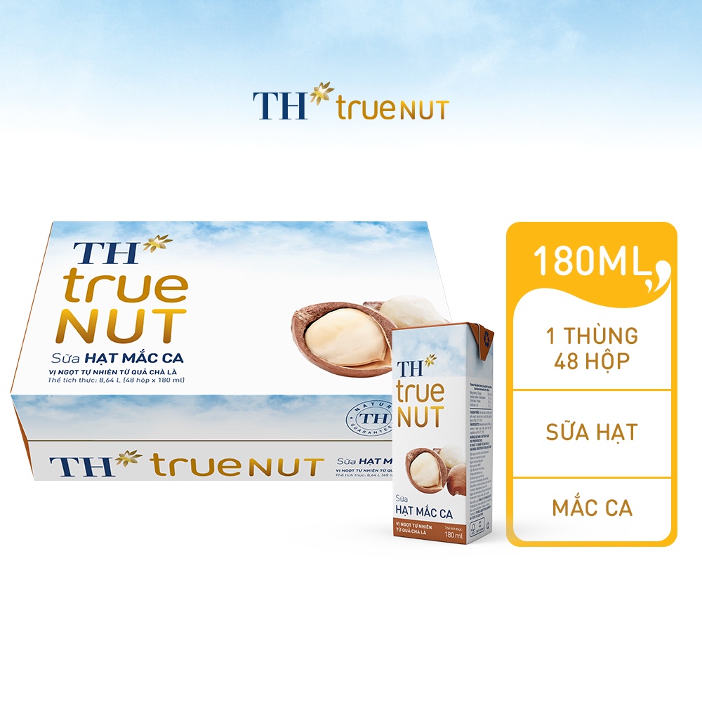 Thùng 48 hộp sữa hạt mắc ca TH True Nut 180ml 180ml x 48