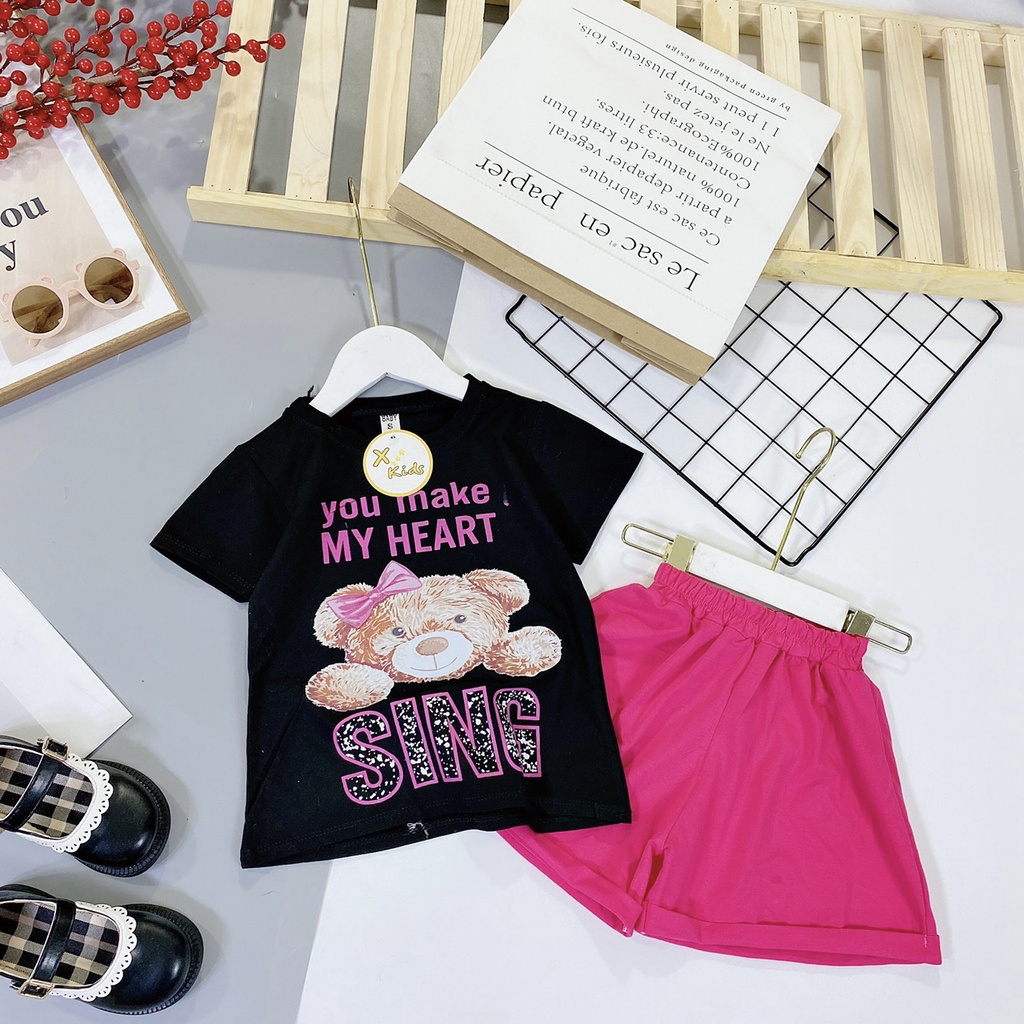 Bộ quần áo bé gái size đại hình chú gấu SING cho bé size 20-35kg