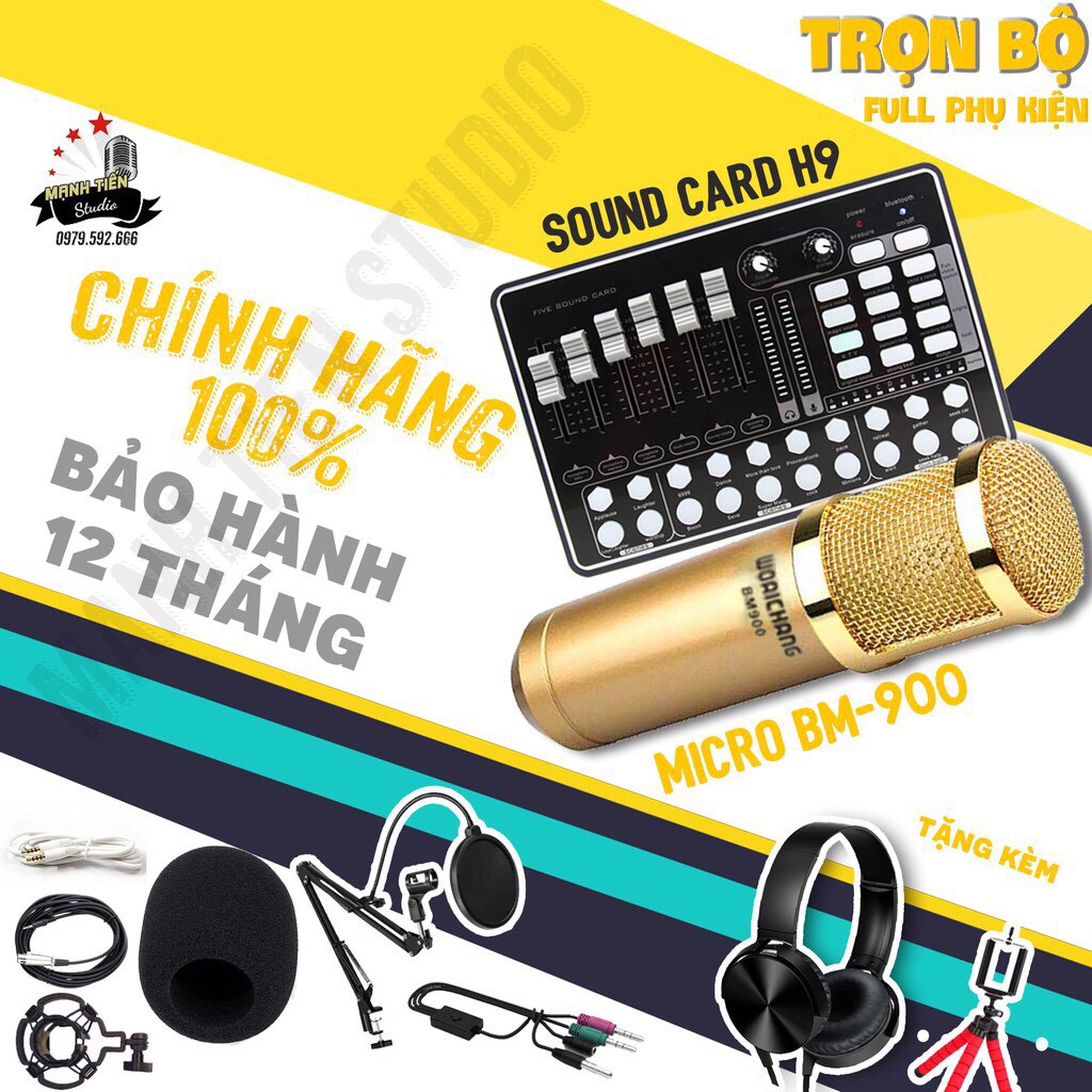 [Giá Rẻ Nhất] Combo Micro BM900 + Soundcard H9 - livestream, thu âm chuyên nghiệp, karaoke siêu hay - giá rẻ nhất