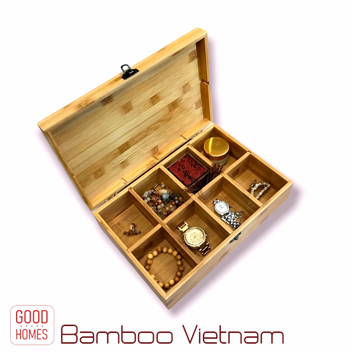 Hộp gỗ tre đựng trang sức đồng hồ để đồ đa năng _ AUSTIN-08