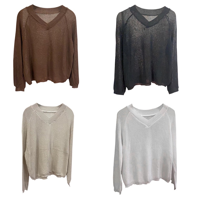 Áo sweater kiểu mỏng tay dài dáng rộng phong cách Hàn Quốc xinh xắn cho nữ