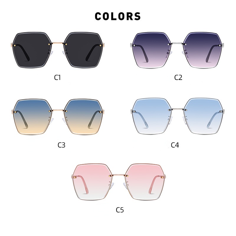 Kính Mát Gọng Kim Loại Không Viền Màu Gradient Thời Trang Hàn Quốc