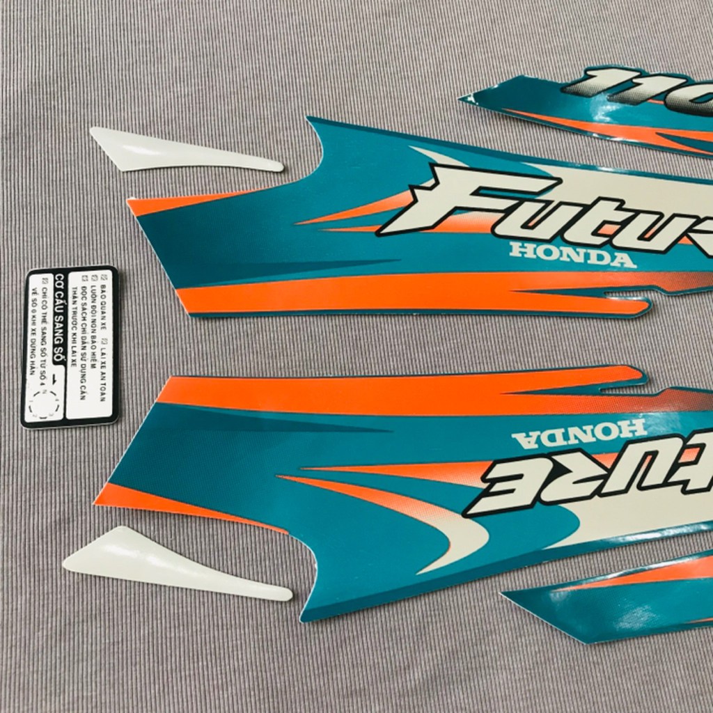 Trọn bộ tem rời 3 lớp dán xe máy Honda Future 1 như zin màu xanh ngọc