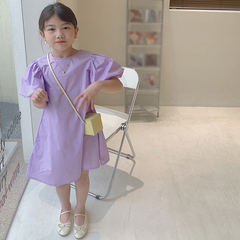 Đầm Bé Gái Đầm Công Chúa Tay Ngắn Cổ Tròn Thắt Nơ Lưng Thời Trang Mùa Hè Se7En Dành Cho Bé Gái