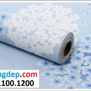 Giấy dán tường tú cầu xanh