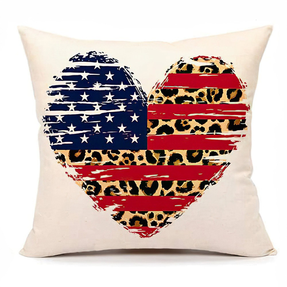 LUCKY Indoor Outdoor Throw Pillow Covers Home Decor 18 X 18 inch 4th of July Decorations for Couch/Bed/Car Linen Cushion Cover Farmhouse Fashion Independence Day Pillowcase