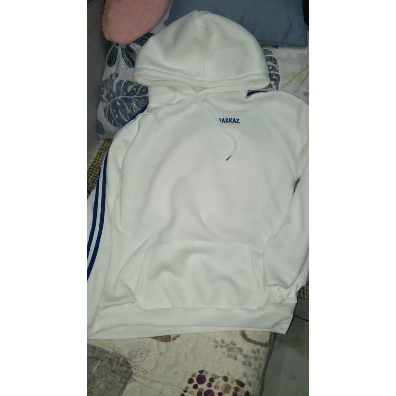 [Hàng order] Áo nỉ hoodie trắng kem sọc xanh xinh xinh (ảnh thật) | BigBuy360 - bigbuy360.vn