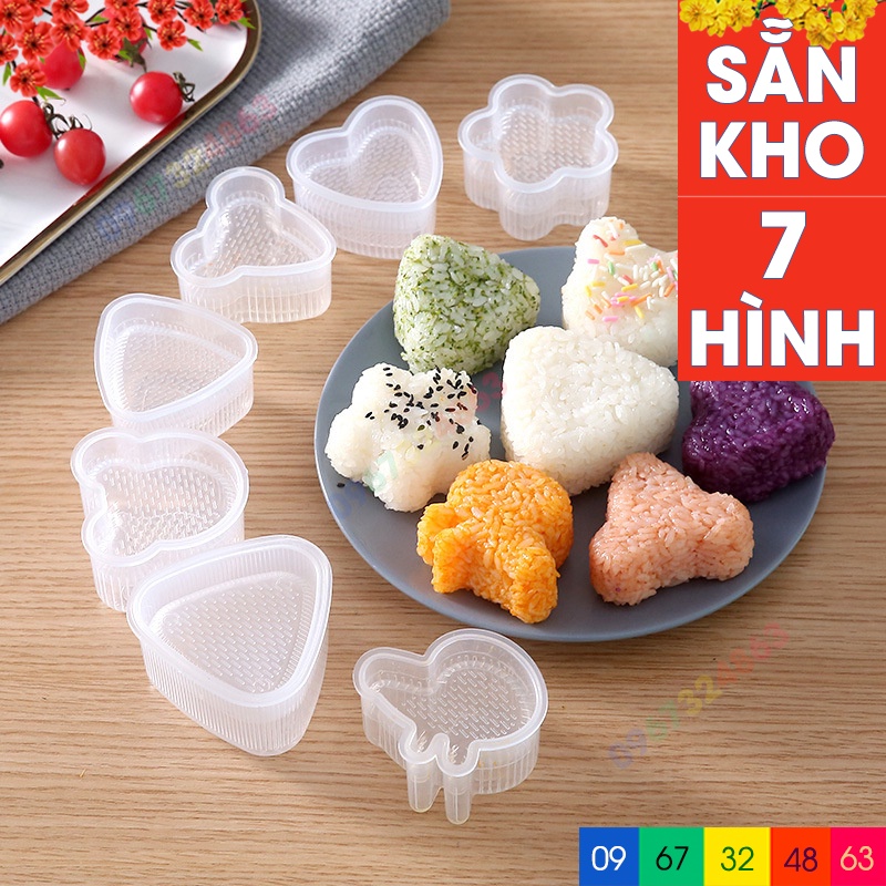 Set 7 khuôn cơm 7 hình KÈM THÌA cho bé