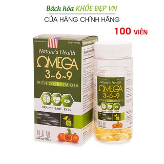 Viên uống dầu cá Omega 369, Dầu gấc, hoa anh thảo - Hộp xanh lục 100 viên