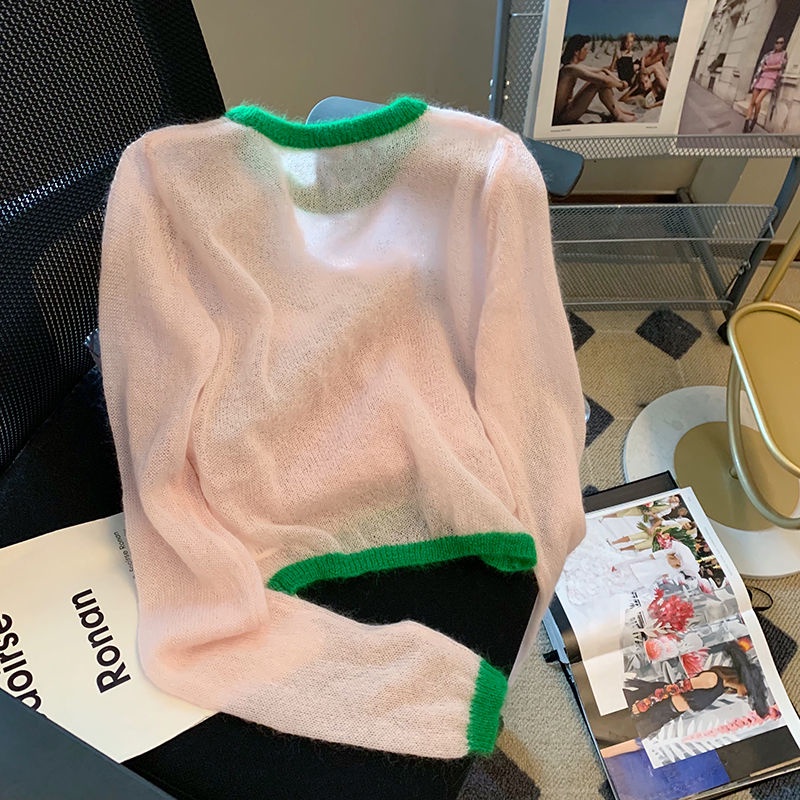 Áo Sweater Cổ Tròn Màu Sắc Tương Phản Thời Trang Mùa Thu Cho Nữ  tao bao