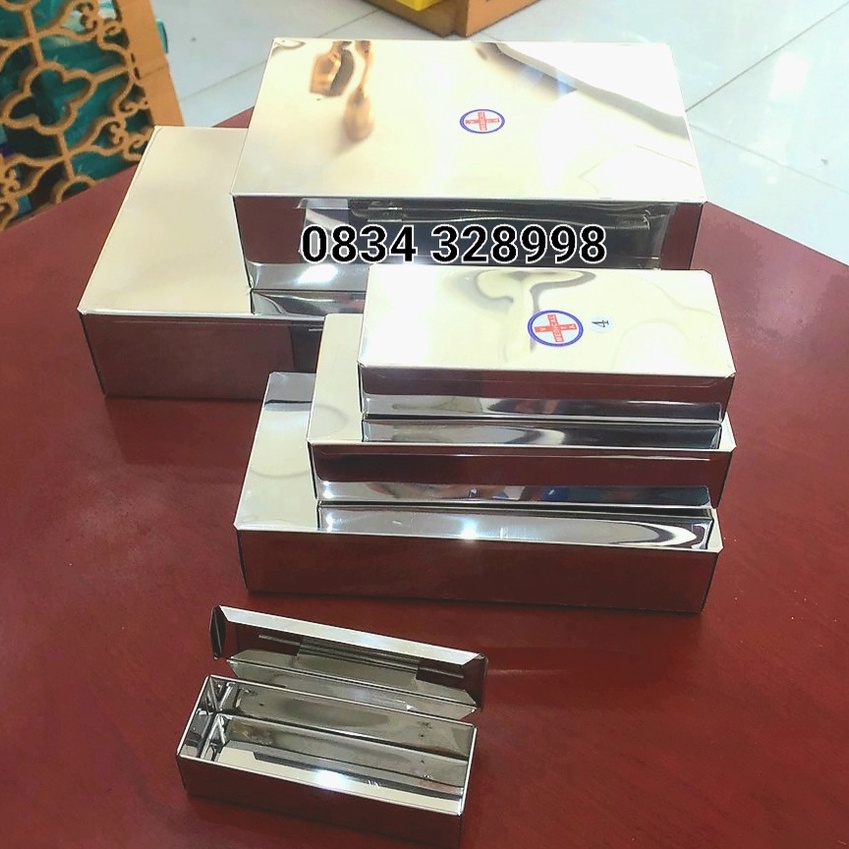 Hộp Chữ Nhật inox các size đựng pen, kéo, dụng cụ y tế