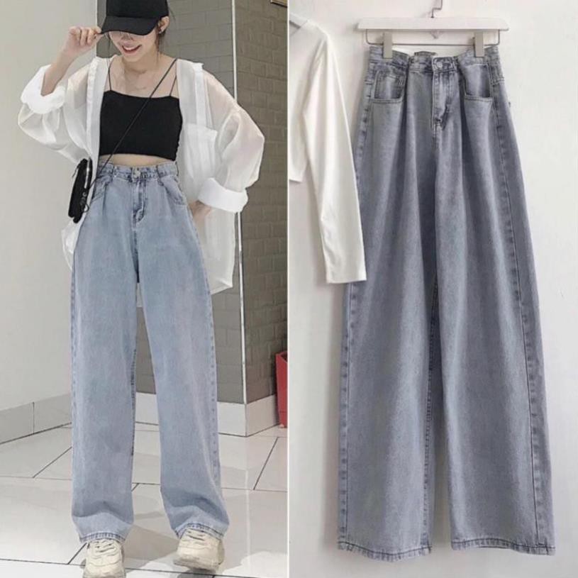 Quần Jean Ống Rộng GÀI EO - ĐEN KHÓI Unisex