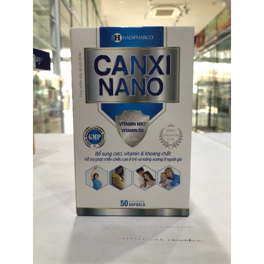 Canxi Nano Hadipharco hỗ trợ sự phát triển của hệ xương, răng cho trẻ nhỏ, hỗ trợ giảm loãng xương.