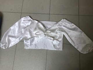 [ẢNH_THẬT_CUỐI] Áo phi lụa cột nơ ngực tay ống chun