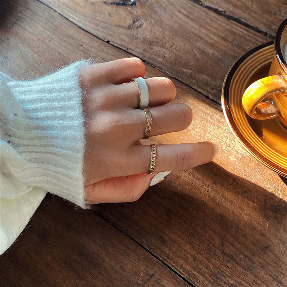 Bộ 3 Nhẫn Bản Rộng Độc Đáo Thời Trang Cho Nữ