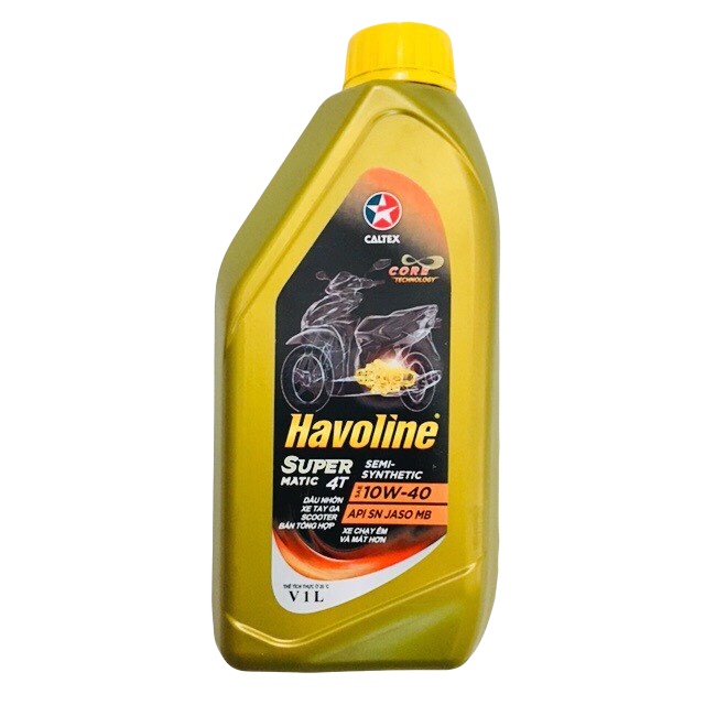 NHỚT HAVOLINE SUPER MATIC 4T SAE  SEMI-SENTHETIC 10w40 1L - XE TAY GA(chai vàng nắp vàng)