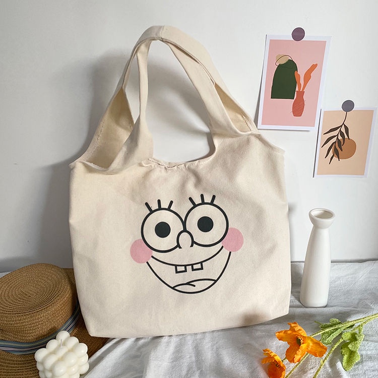 Túi Xách Canvas Họa Tiết Hoạt Hình Phong Cách Hàn Quốc Cho Nữ Sinh