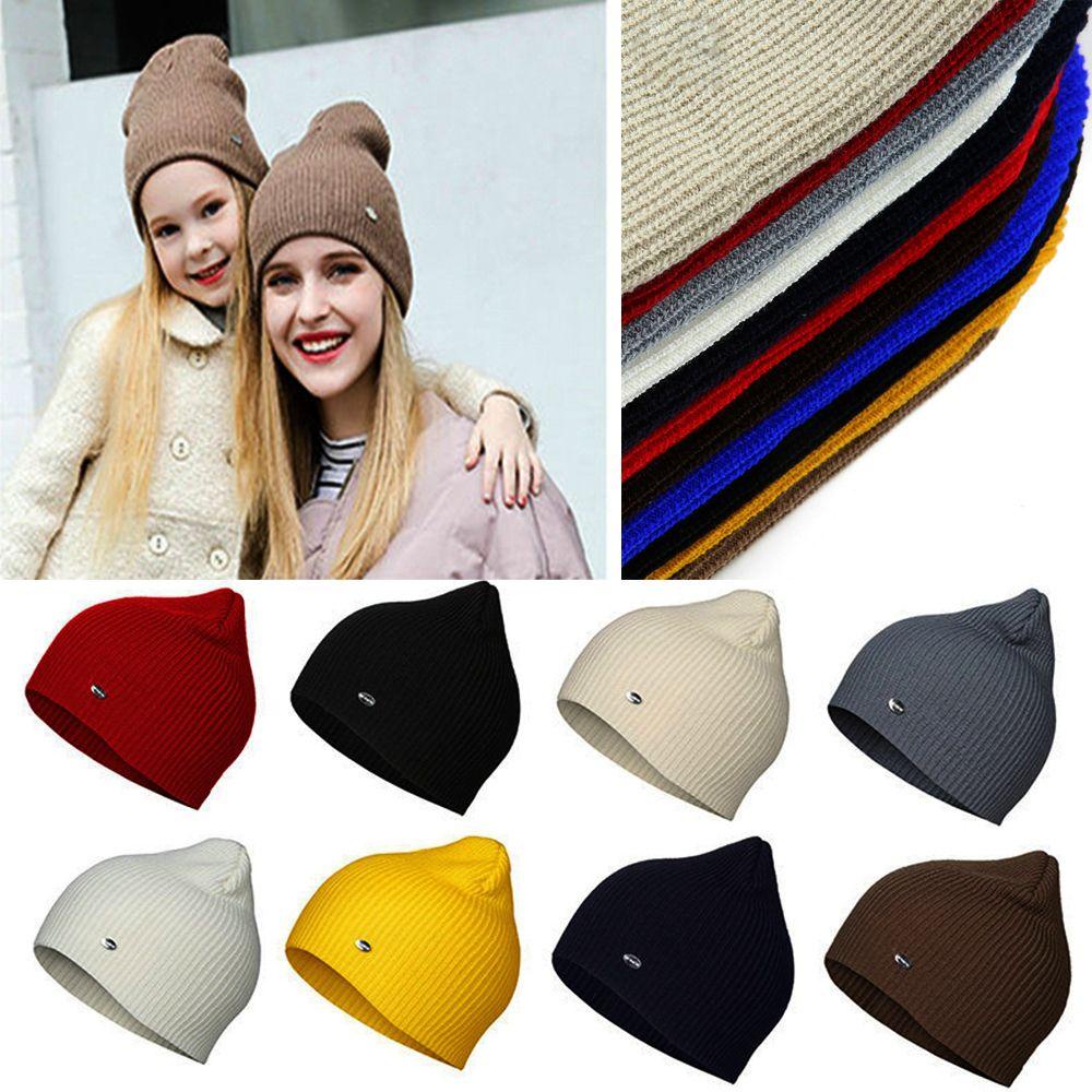 Mũ Beanie Dệt Kim Màu Trơn Dễ Thương Cho Nam Và Nữ