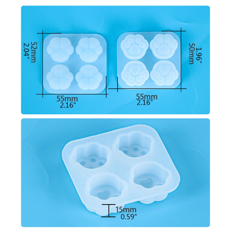 Khuôn Làm Bông Tai 4 Ngăn Hình Móng Vuốt Mèo Bằng Resin Epoxy Pha Lê Sáng Bóng
