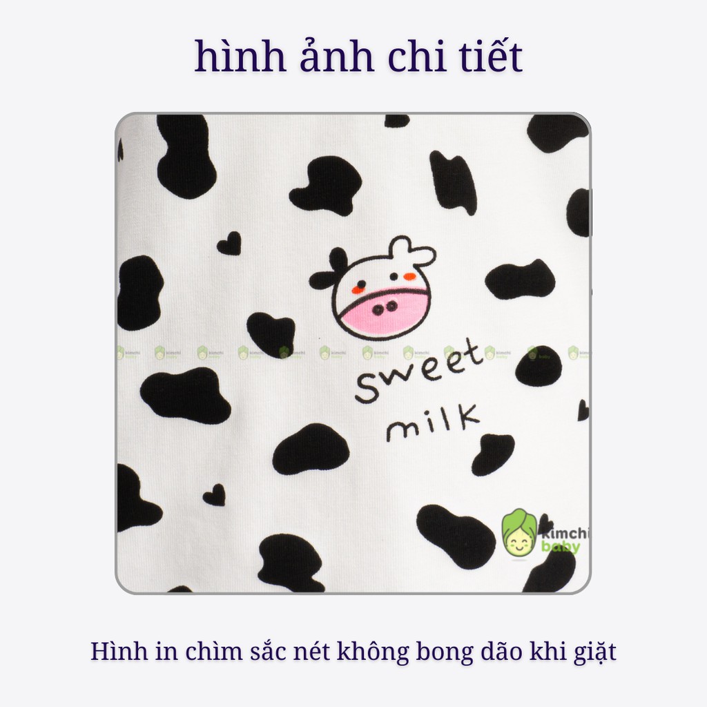 Bộ Dài Tay Cho Bé Gái, Bé Trai Minky Mom Vải Cotton 100%  Hoạ Tiết Bò Sữa Cherry, Bộ Quần Áo Trẻ Em Thu Đông MKMTD2136