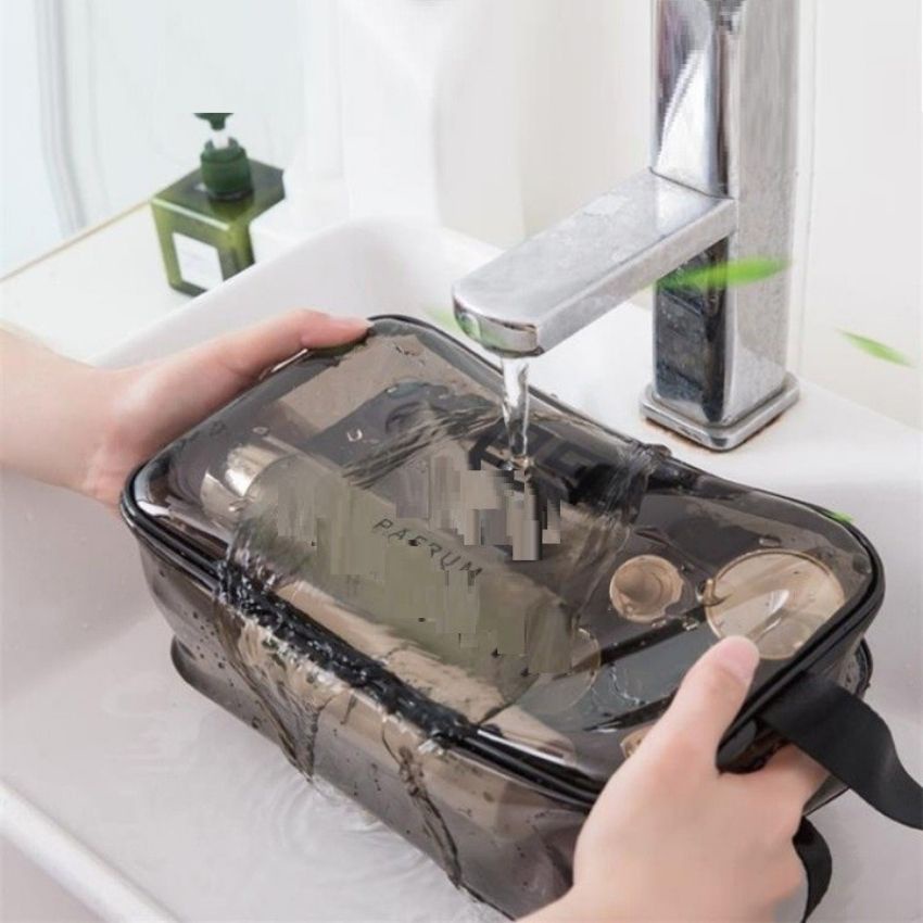 Túi đựng mỹ phẩm bằng nhựa dẻo trong suốt bộ 3 chiếc với 3 kích thước khác nhau tiện lợi TTS