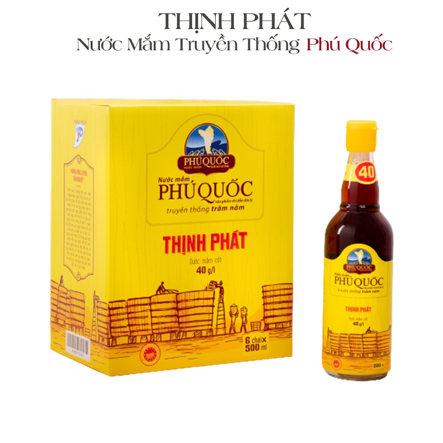 Combo 6 chai 500ml Lam Ngọc 40 độ đạm nước mắm truyền thống Phú Quốc Thịnh Phát nguyên chất từ cá cơm biển Phú Quốc