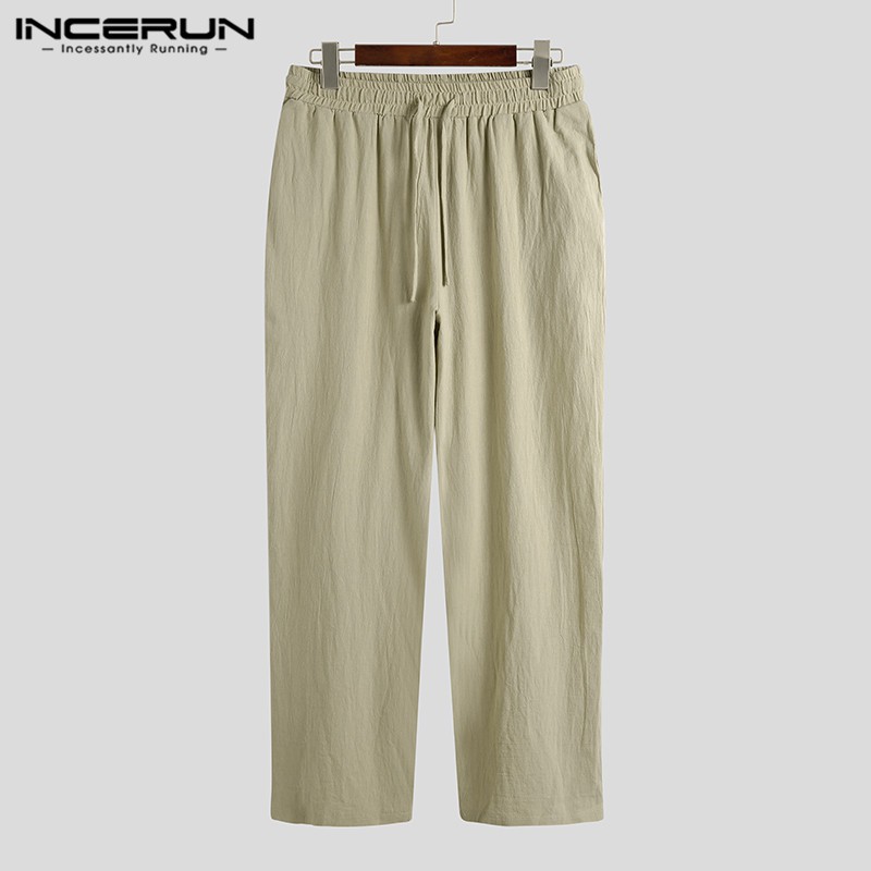 Quần Dài INCERUN Dáng Rộng Thời Trang Phong Cách Retro Cho Nam