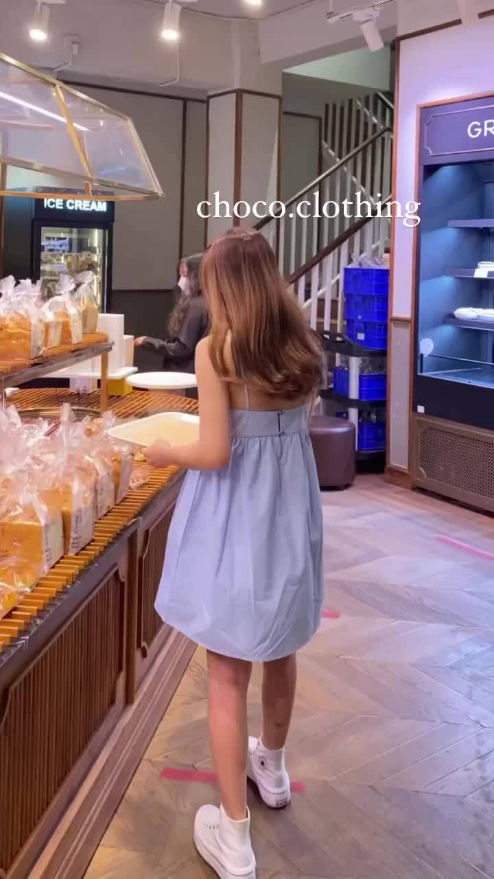 Đầm 2 dây nữ phồng Hàn Quốc năng động xinh đẹp dáng ngắn (Ảnh tự chụp) | BigBuy360 - bigbuy360.vn