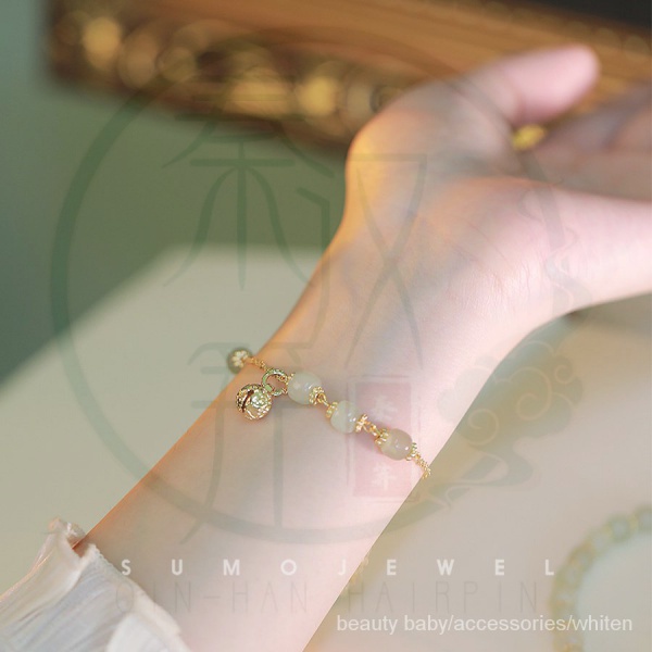 Vòng tay ngọc bích trong suốt cá tính phong cách retro cá tính cho nữ sinh