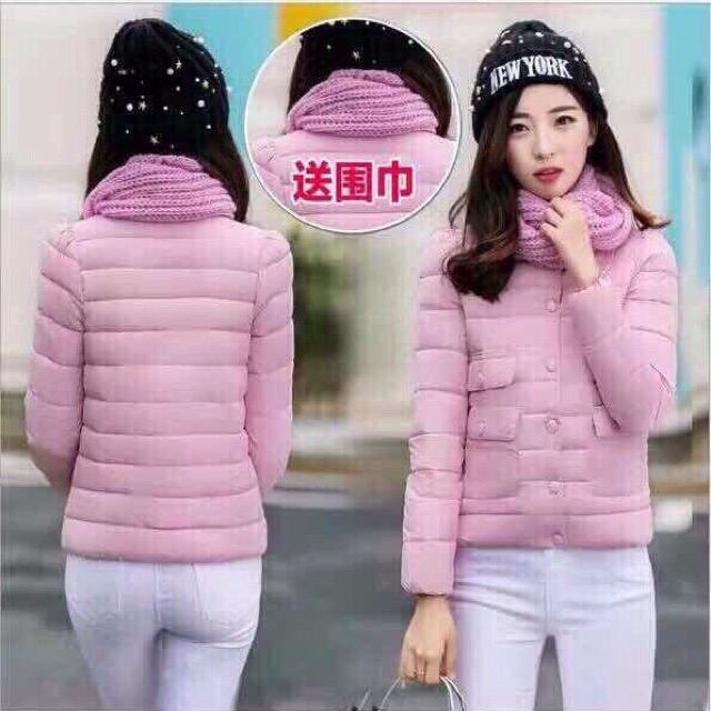 Áo khoác phao kèm khăn choàng cổ KL497T