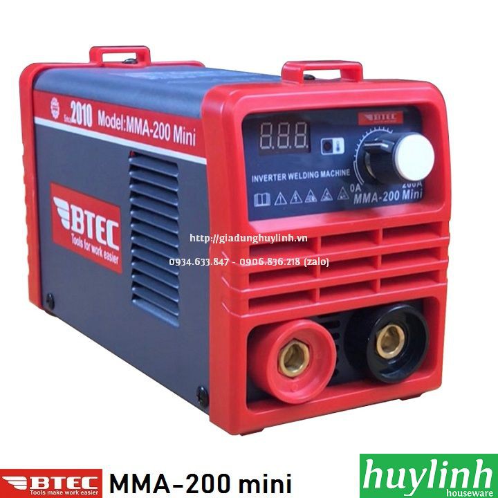 Máy hàn que điện tử inverter Btec MMA-200 mini - Kéo liên tục 2.5