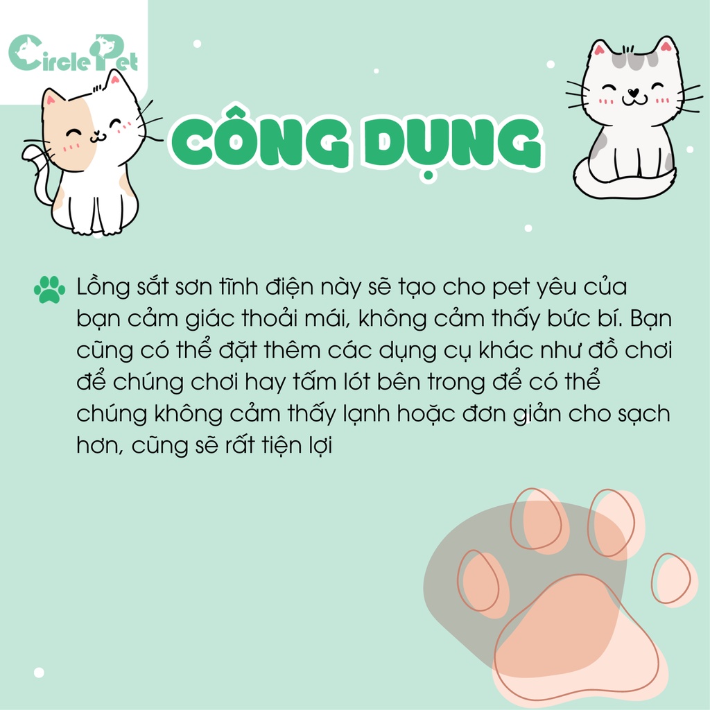 Chuồng Chó Mèo Pian Pian Bằng Sắt Sơn Tĩnh Điện Cao Cấp Chịu Được Nhiệt Và Va Đập - Circle Pet